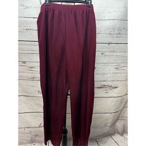 Graver Studio Women XL Burgundy Elastic Waist Polyester Pants‎ Made in USA